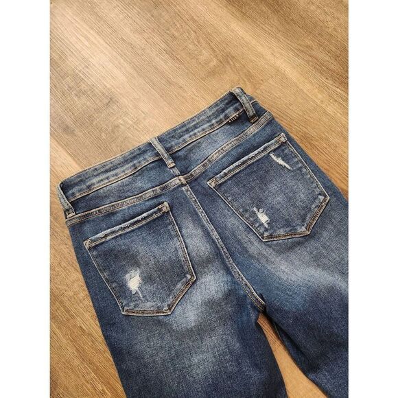 Risen Sequin Mid-rise Straight leg jean stretch cotton blend denim size 27x28 - Picture 9 of 10